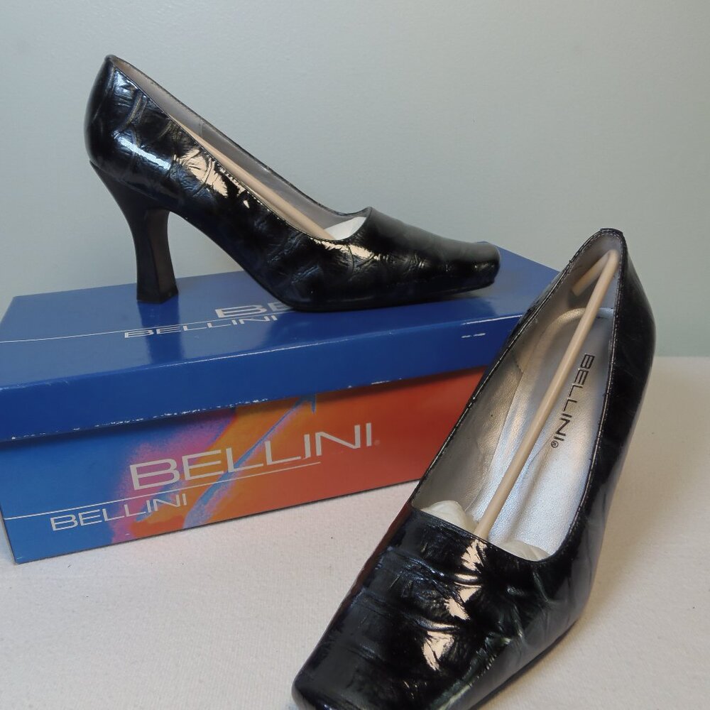 Bellini Rhonda‎ Women's 7M Faux Croc Black Gray Sleek Pump BossBabe Powerhouse